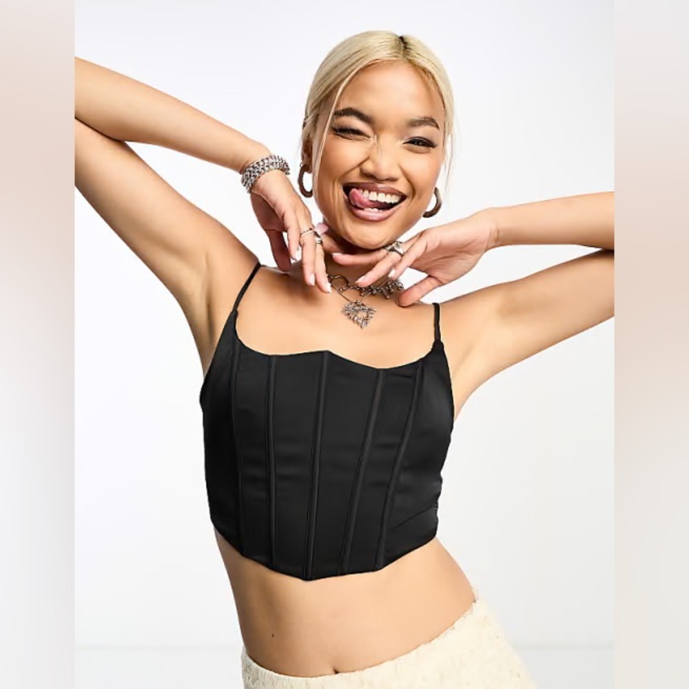 BERSHKA | Strappy Corset Croptop Sz L